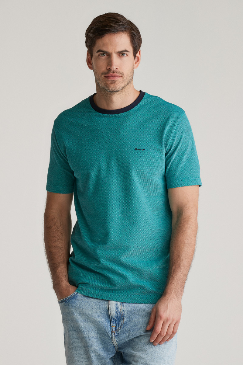 E-shop TRIČKO GANT 4-COL OXFORD REGULAR SS T-SHIRT TROPIC BLUE