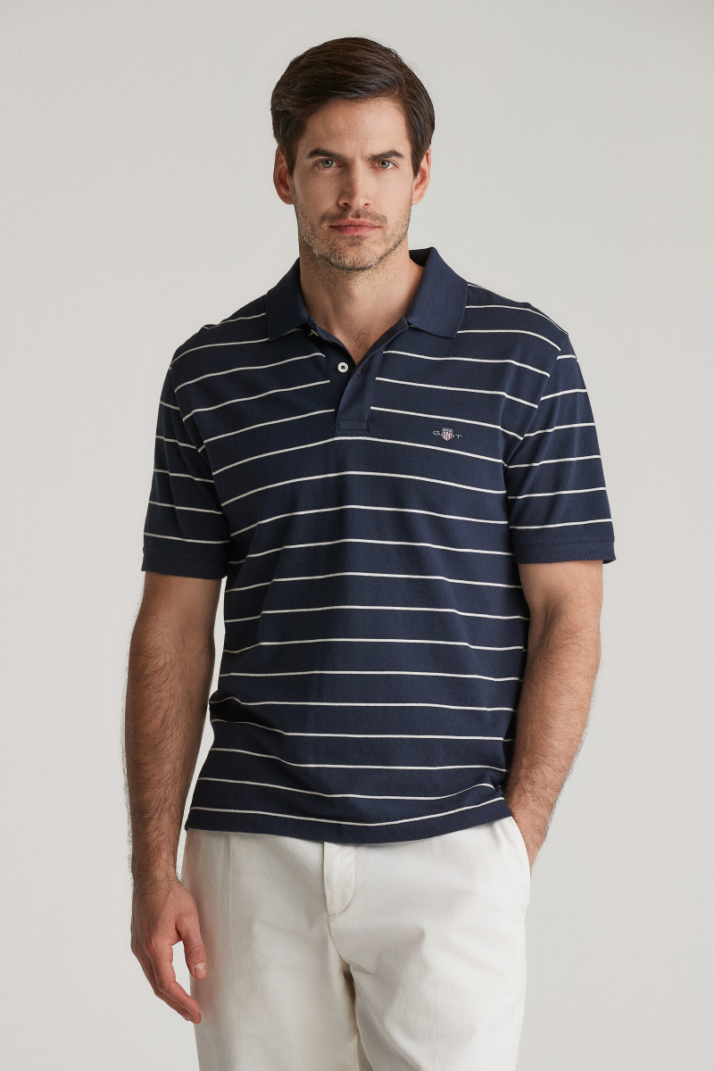 POLOKOŠEĽA GANT STRIPED SS POLO EVENING BLUE