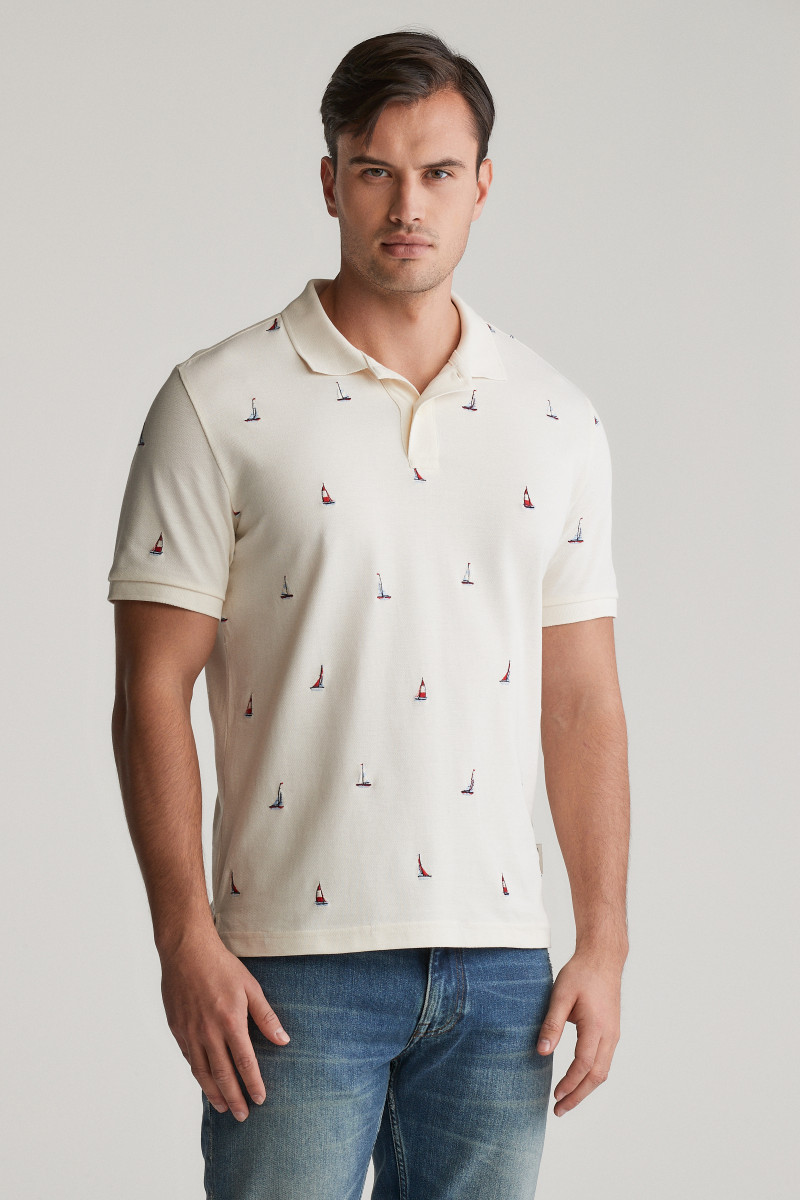 E-shop POLOKOŠILE GANT EMBROIDERED GRAPHIC POLO CREAM