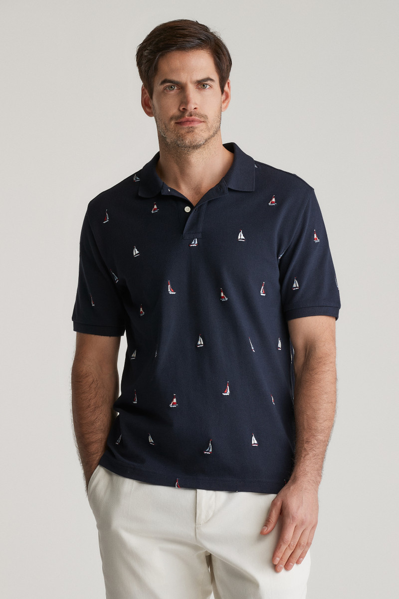 POLOKOŠILE GANT EMBROIDERED GRAPHIC POLO EVENING BLUE