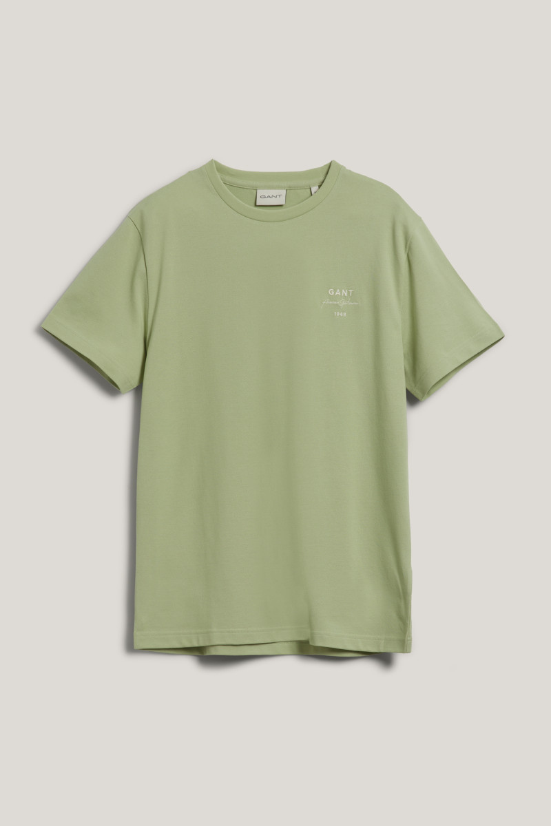 TRIČKO GANT LOGO SCRIPT PIQUE SS TSHIRT MILKY MATCHA