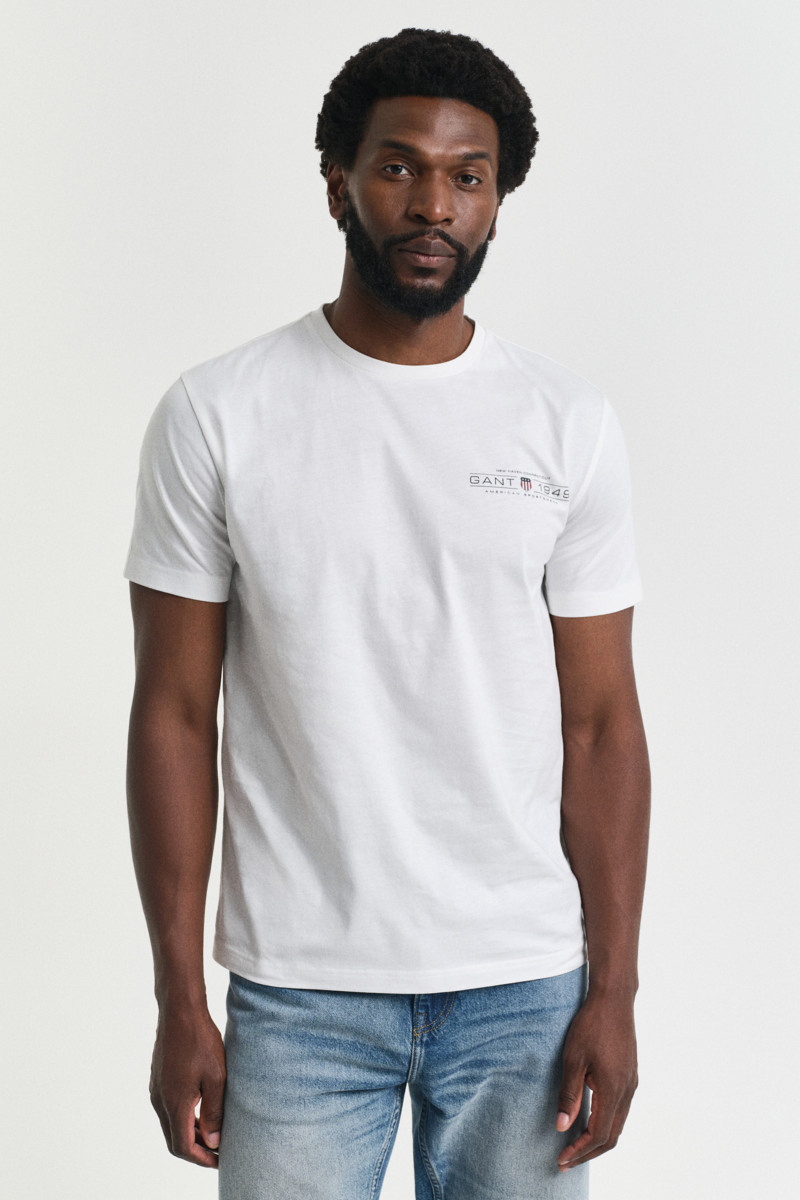 TRIČKO GANT PRINTED GRAPHIC SS T-SHIRT EGGSHELL