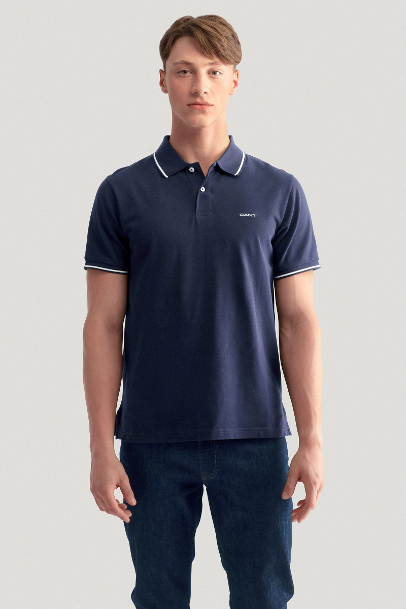 POLOKOŠEĽA GANT TIPPING SS PIQUE POLO EVENING BLUE