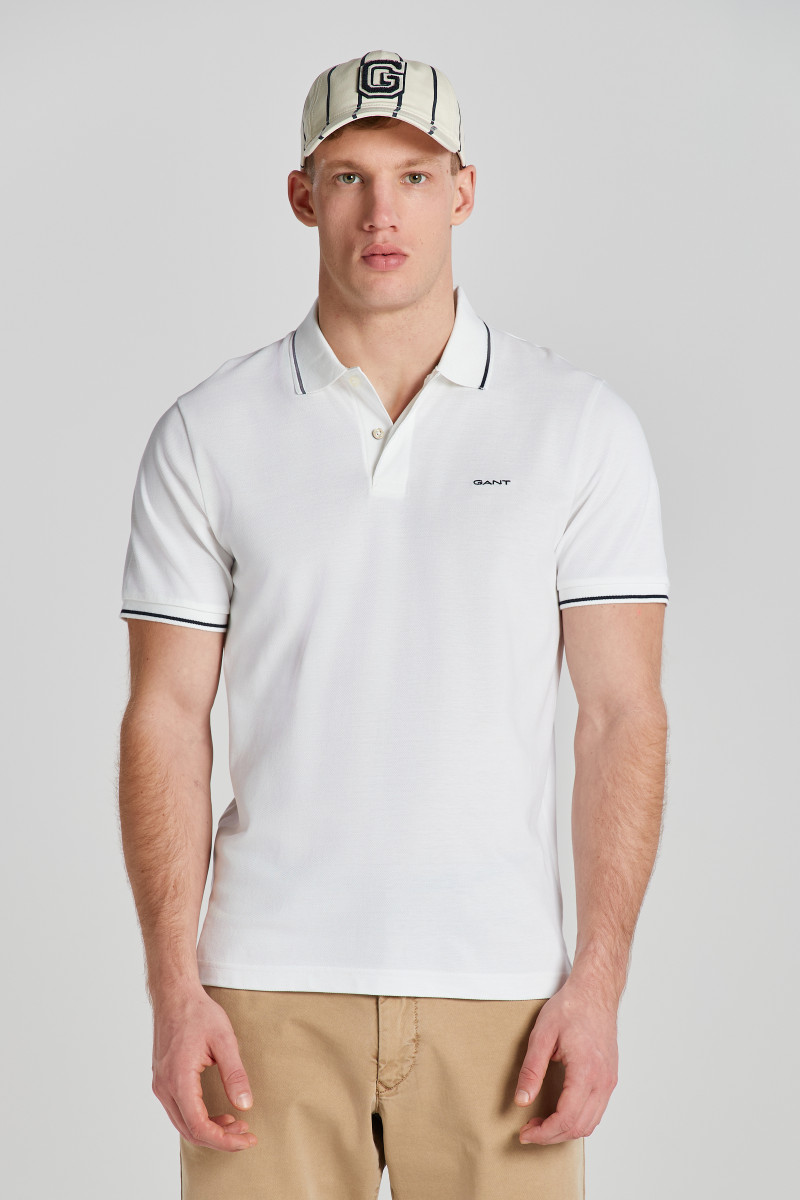 POLOKOŠEĽA GANT TIPPING SS PIQUE POLO WHITE