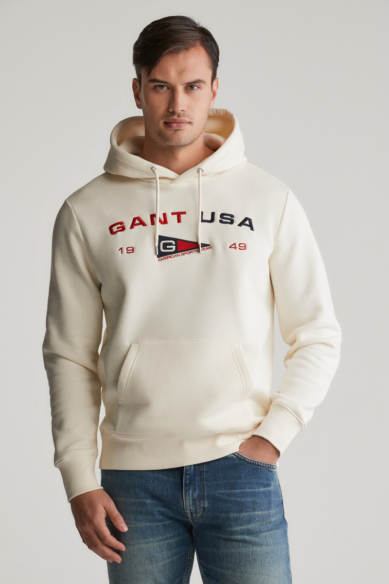 E-shop MIKINA GANT GRAPHIC SWEAT HOODIE CREAM