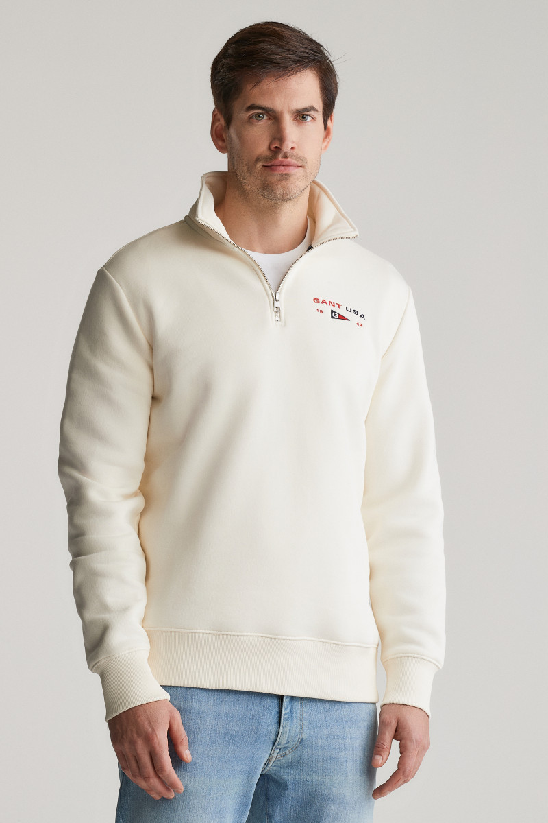 E-shop MIKINA GANT GRAPHIC HALF ZIP CREAM
