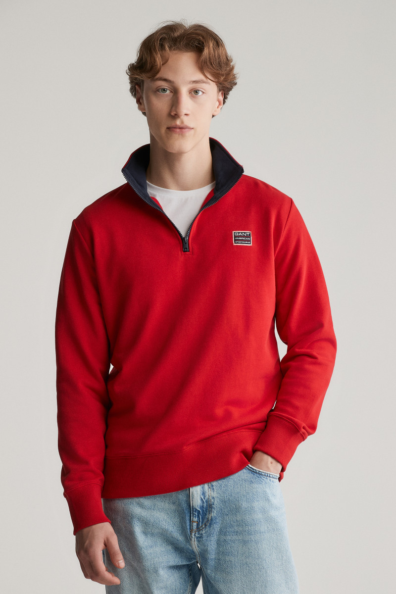 MIKINA GANT CONTRAST HALF ZIP RUBY RED