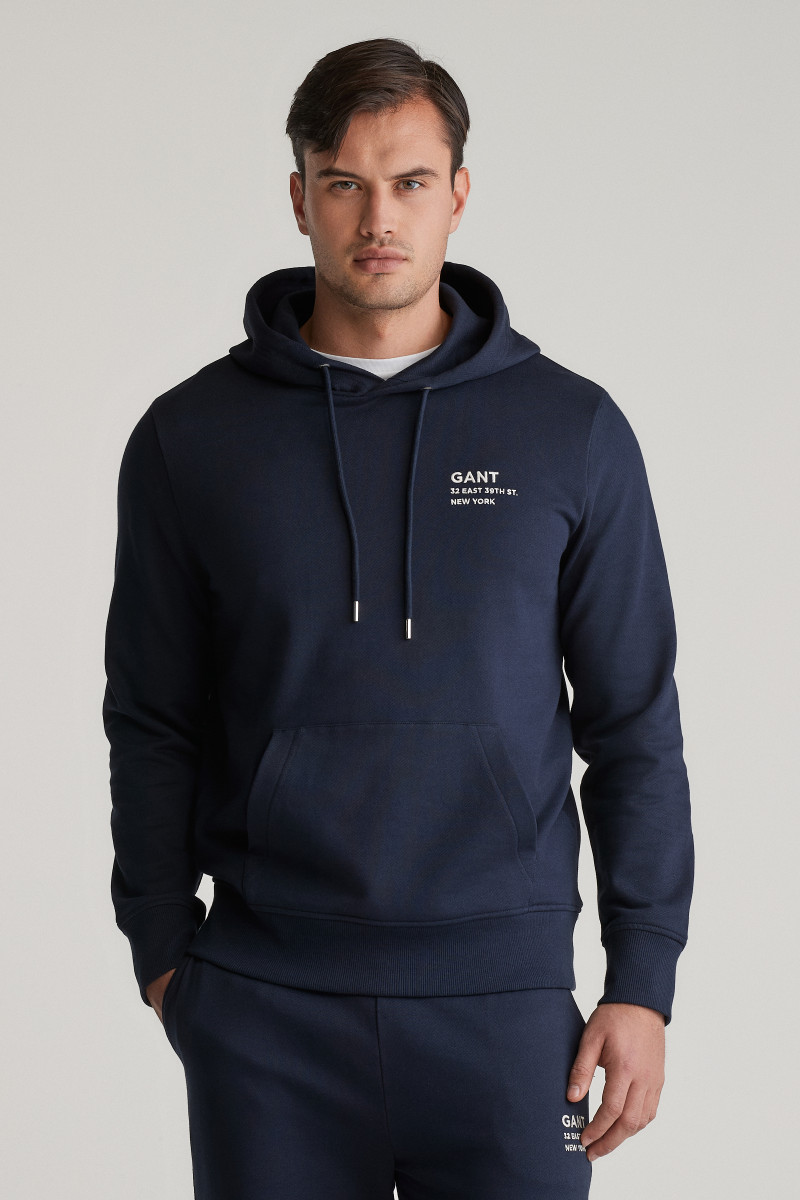 MIKINA GANT SCRIPT GRAPHIC SWEAT HOODIE EVENING BLUE