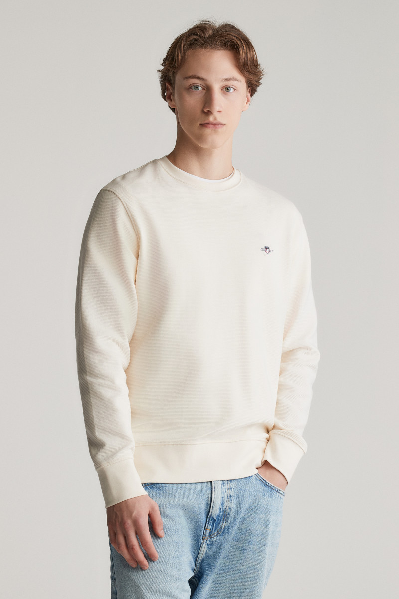 E-shop MIKINA GANT TEXTURE C-NECK SWEAT CREAM