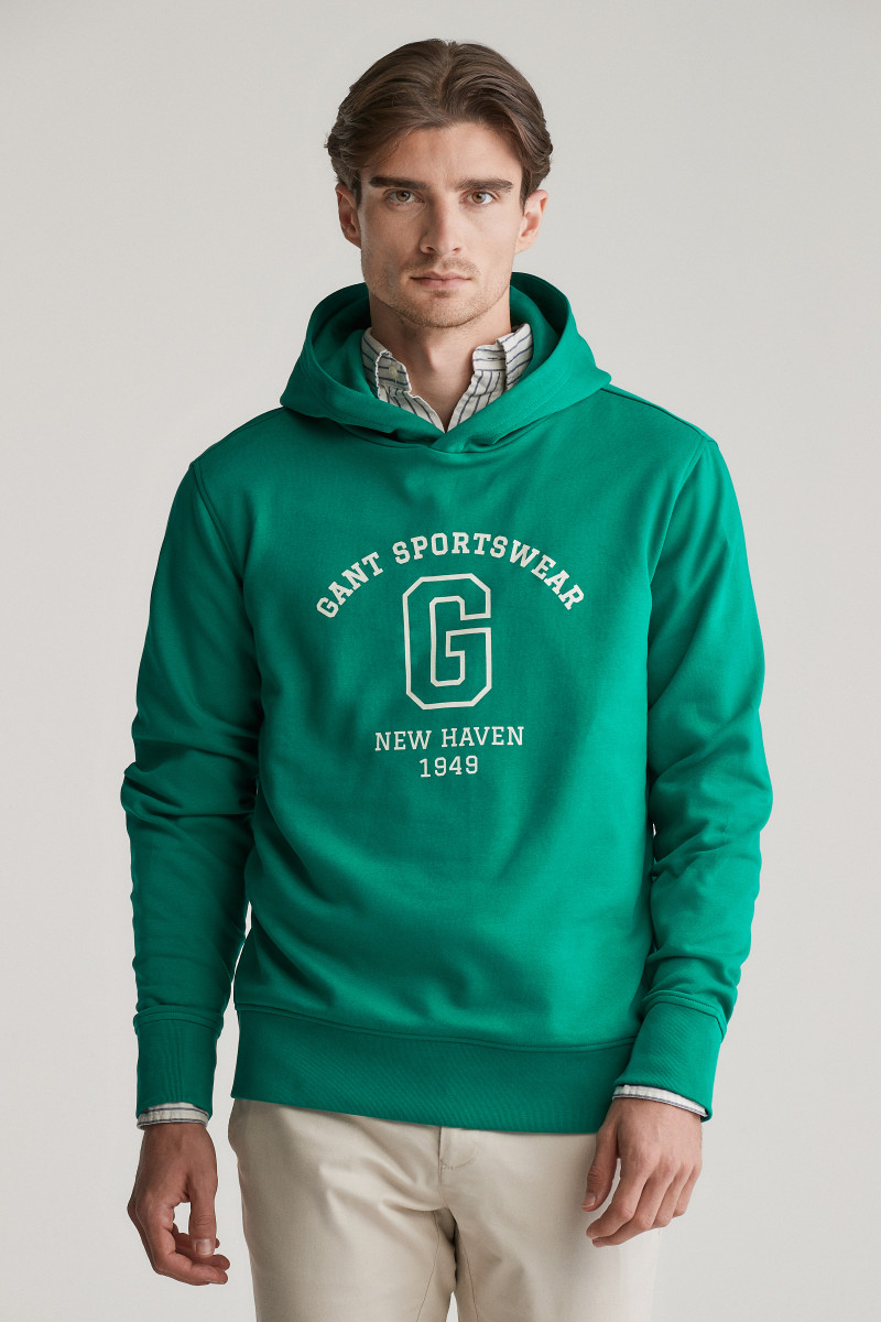 MIKINA GANT GRAPHIC SWEAT HOODIE DEEP GREEN