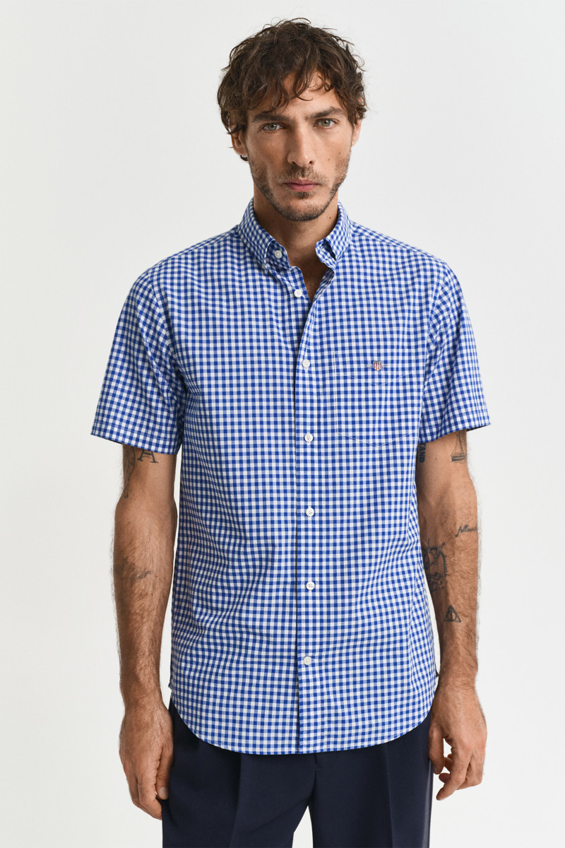 E-shop KOŠILE GANT REG CLASSIC POPLIN GINGH SS SHIRT COLLEGE BLUE