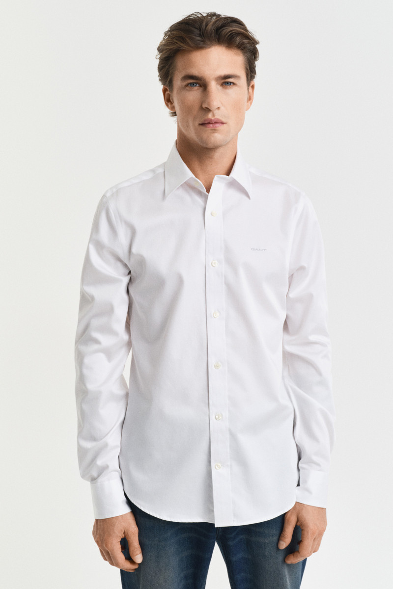 KOŠEĽA GANT SLIM SATEEN SHIRT WHITE