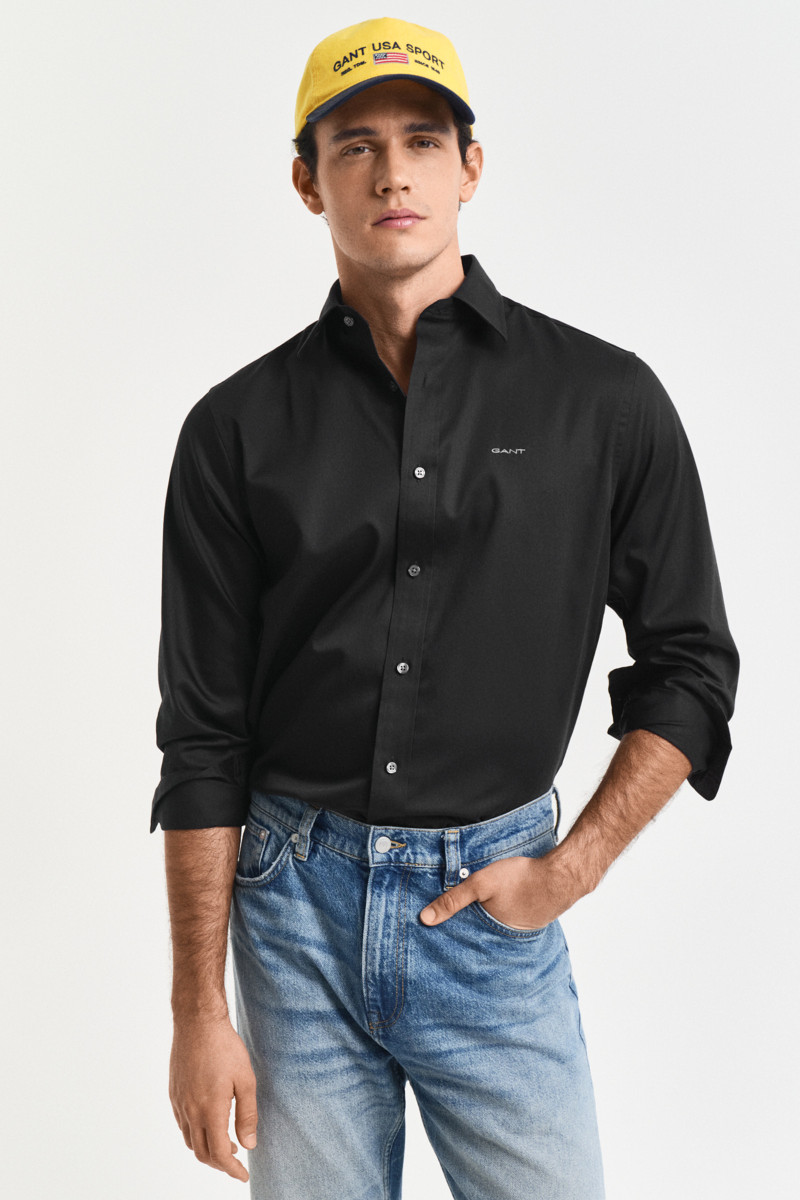 KOŠILE GANT REG SATEEN SHIRT BLACK