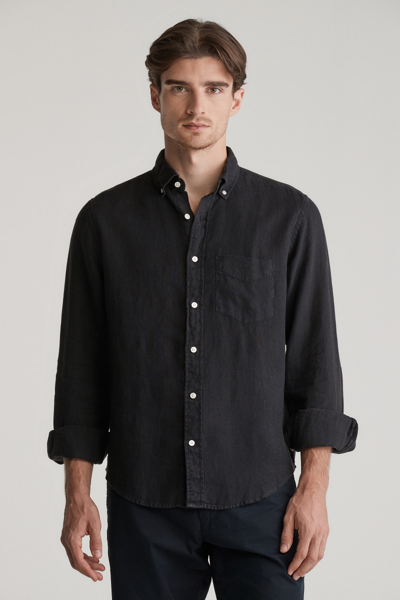KOŠEĽA GANT REG GMNT DYED LINEN SHIRT BLACK