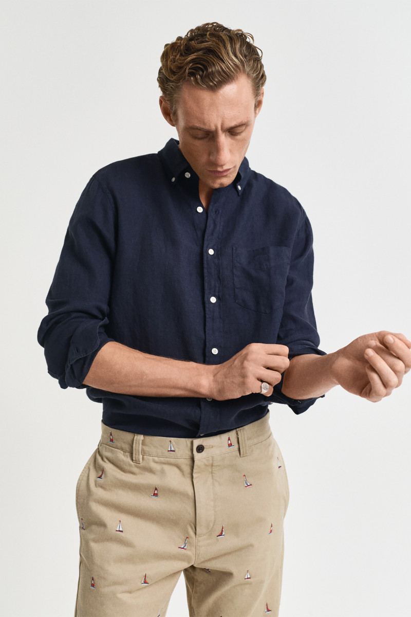 KOŠEĽA GANT REG GMNT DYED LINEN SHIRT EVENING BLUE