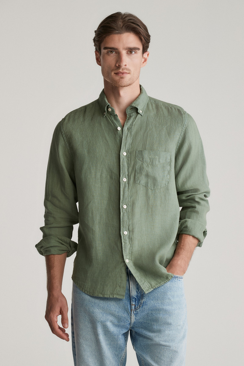 KOŠEĽA GANT REG GMNT DYED LINEN SHIRT KALAMATA GREEN