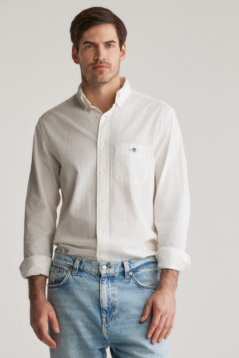KOŠEĽA GANT REG SOLID SEERSUCKER SHIRT EGGSHELL