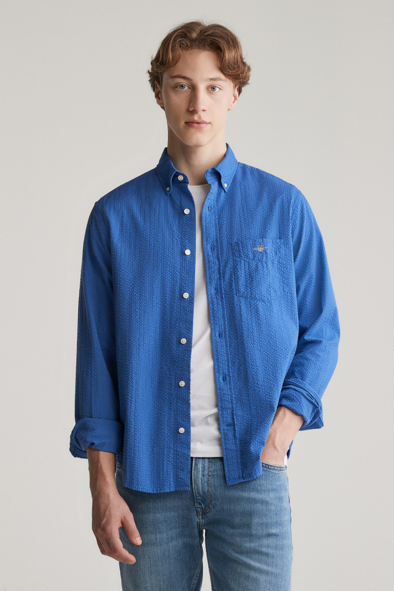 KOŠEĽA GANT REG SOLID SEERSUCKER SHIRT RICH BLUE