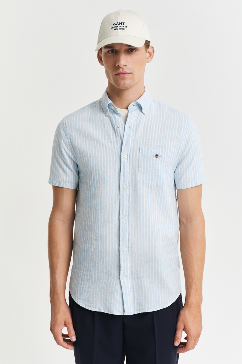 KOŠEĽA GANT REG COTTON LINEN STRIPE SS SHIRT FRESH BLUE