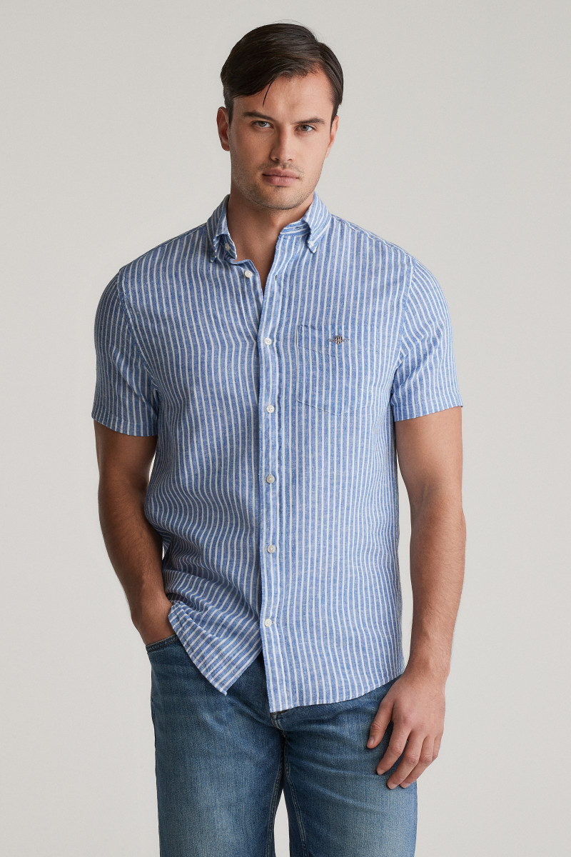 KOŠEĽA GANT REG COTTON LINEN STRIPE SS SHIRT RICH BLUE
