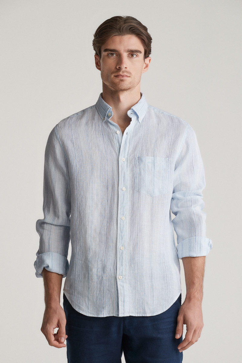 E-shop KOŠILE GANT REG LINEN STRIPE SHIRT CAPRI BLUE
