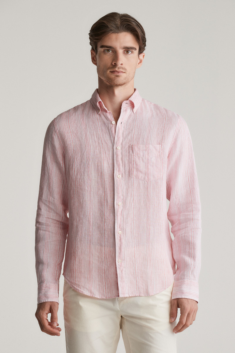 KOŠEĽA GANT REG LINEN STRIPE SHIRT GERANIUM PINK