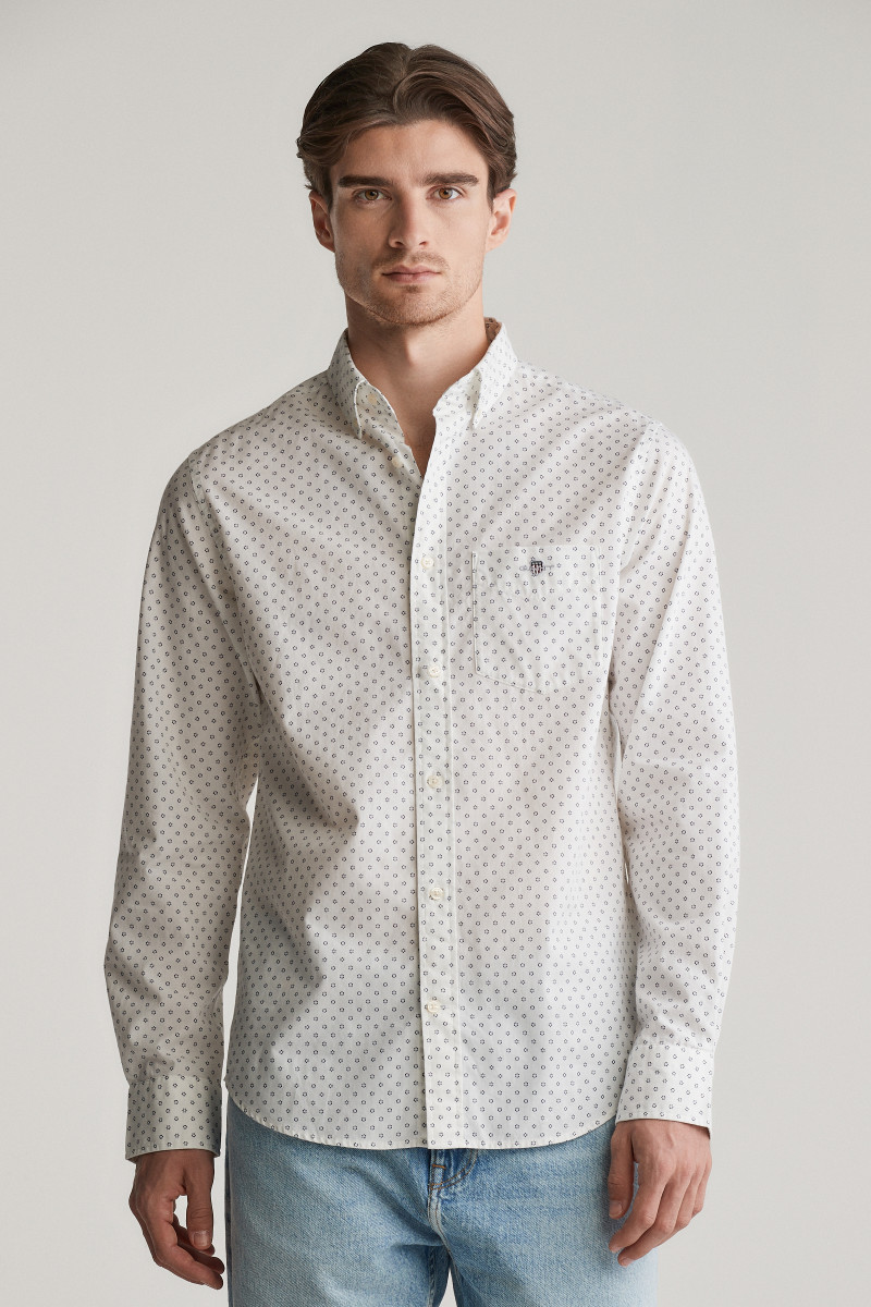 KOŠEĽA GANT REG MICRO PRINT SHIRT EGGSHELL