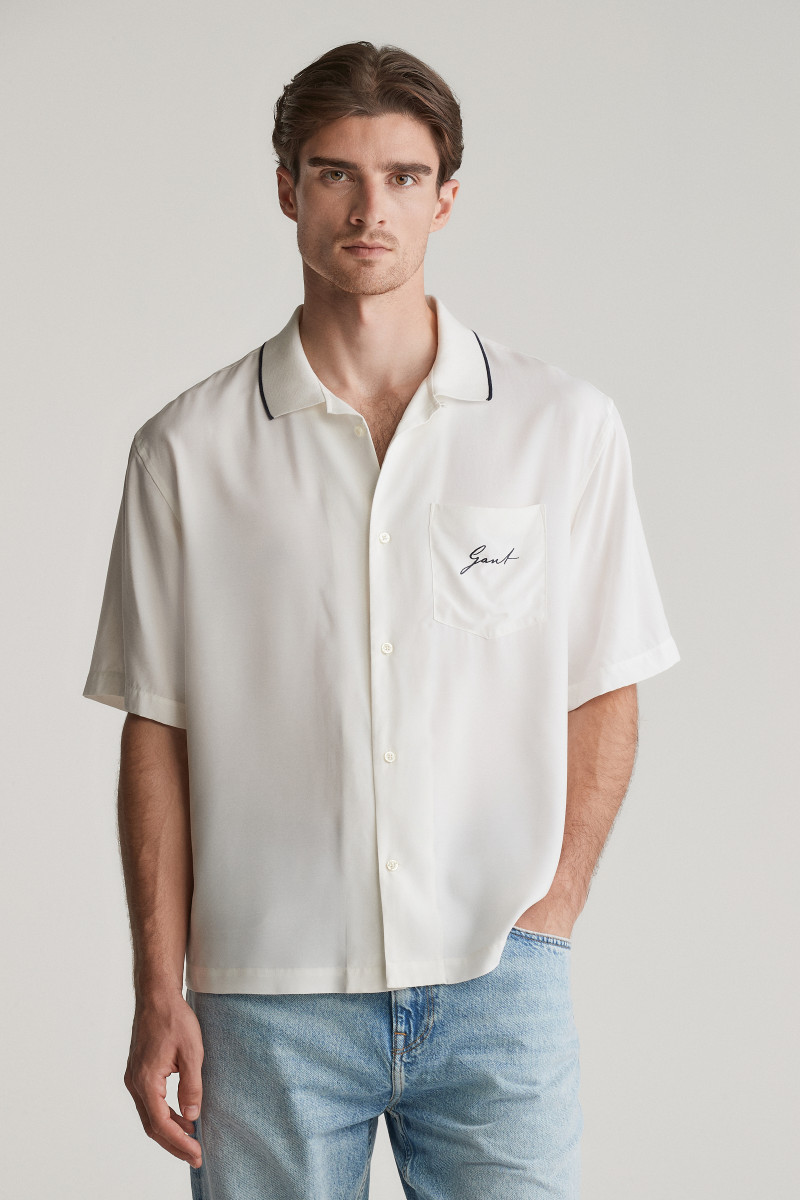 KOŠILE GANT REL VISCOSE SS SHIRT EGGSHELL