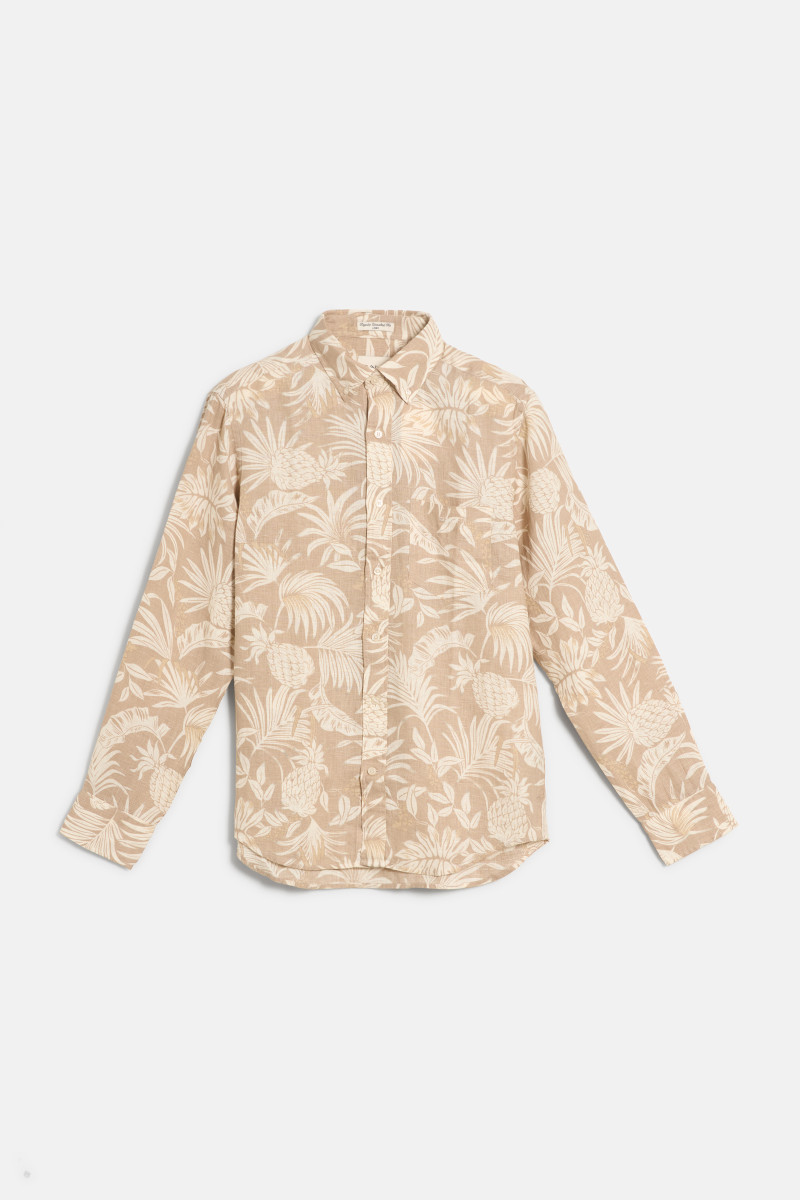 KOŠEĽA GANT REG BOTANICAL PRINT LINEN SHIRT DRY SAND
