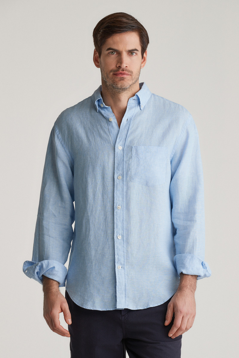 E-shop KOŠILE GANT REG LINEN SHIRT CAPRI BLUE