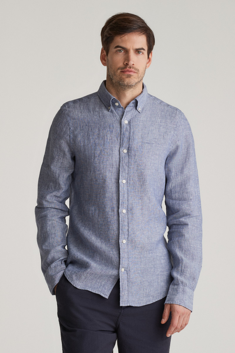 E-shop KOŠILE GANT SLIM LINEN SHIRT DUSTY NAVY