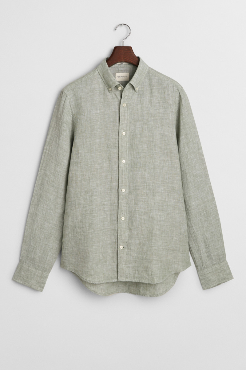 E-shop KOŠILE GANT SLIM LINEN SHIRT KALAMATA GREEN