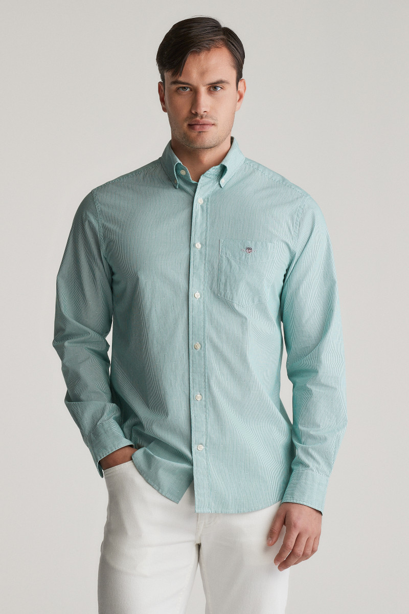 KOŠEĽA GANT REG DOBBY DOT STRIPE SHIRT DEEP GREEN