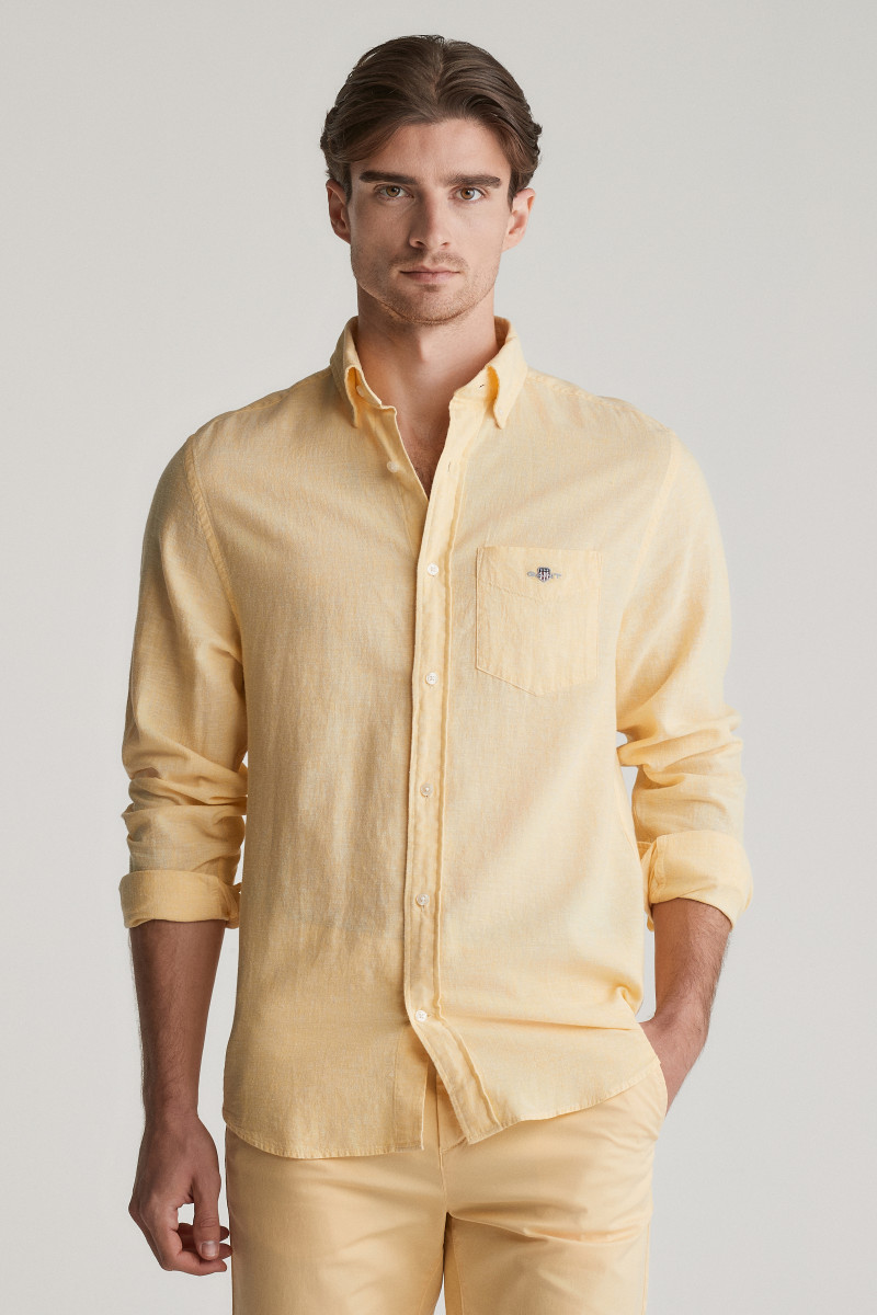 KOŠILE GANT REG COTTON LINEN SHIRT BANANA YELLOW