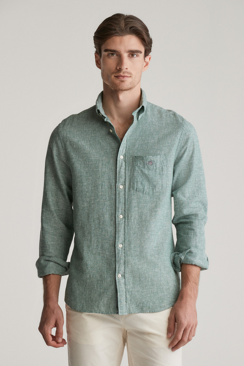 KOŠEĽA GANT REG COTTON LINEN SHIRT WOODY GREEN