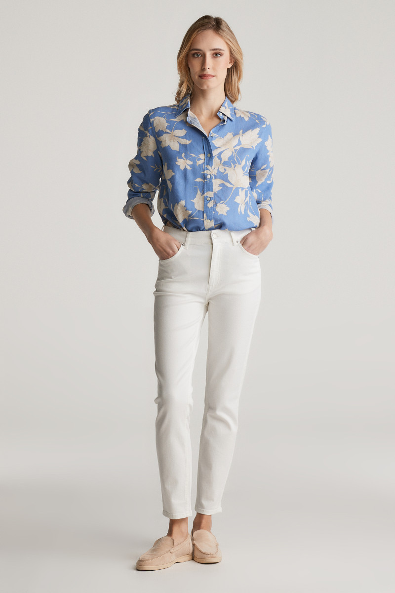 DŽÍNY GANT SLIM CROPPED WHITE JEANS EGGSHELL