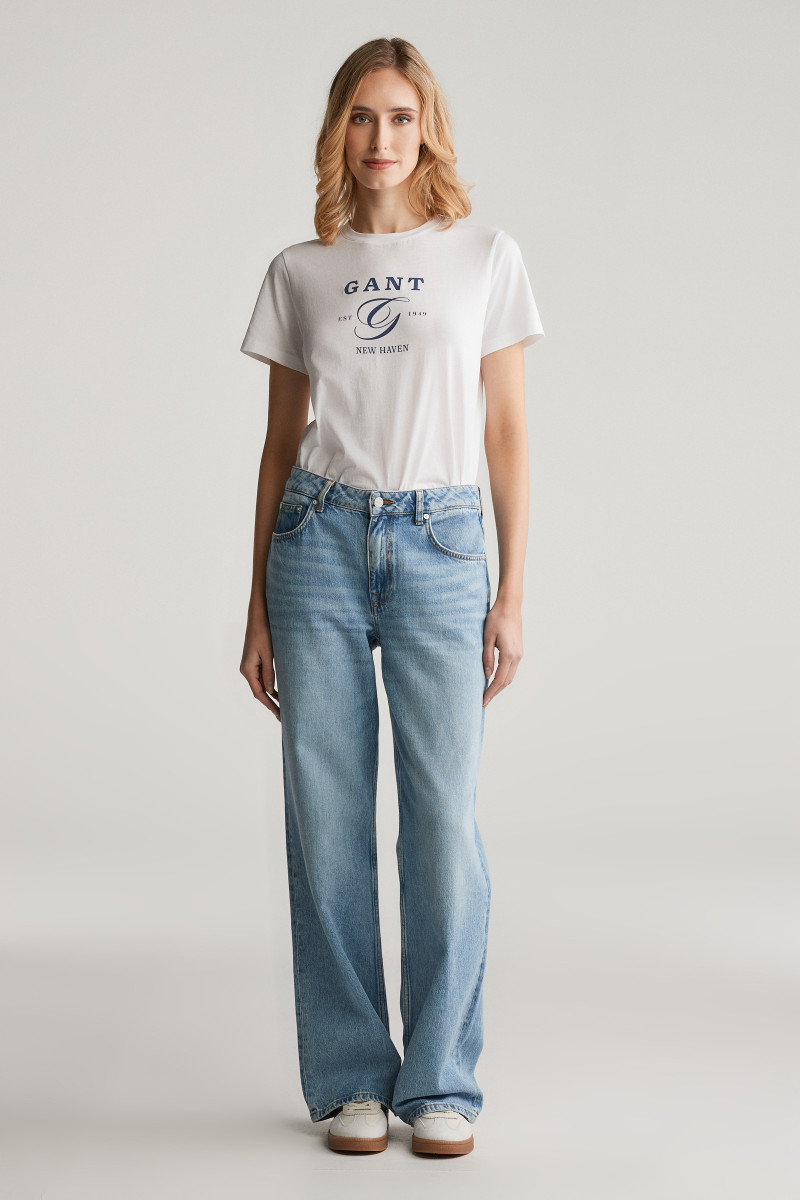 DŽÍNY GANT REL STRAIGHT JEANS SEMI LIGHT BLUE BROKEN IN