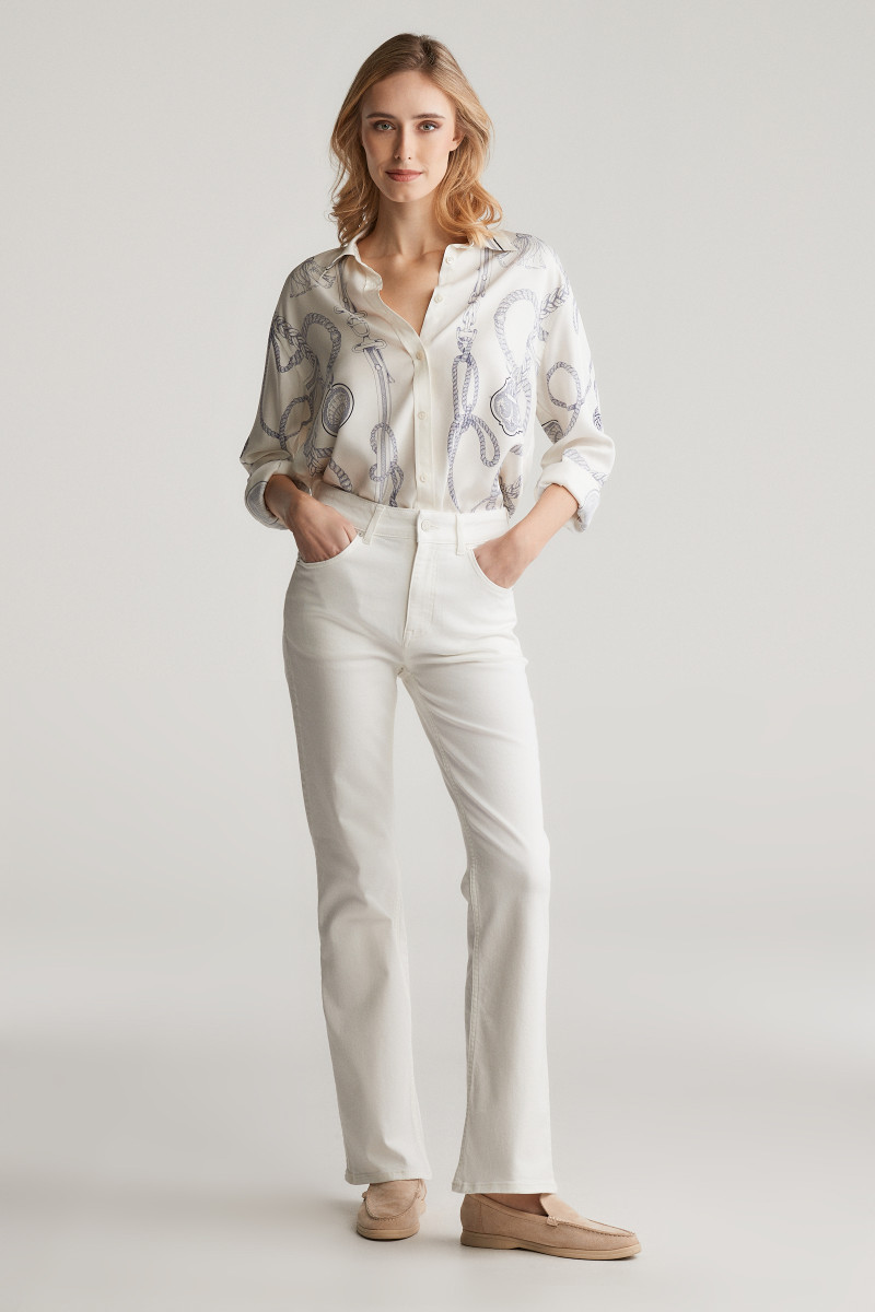 DŽÍNY GANT SLIM FLARE WHITE JEANS EGGSHELL
