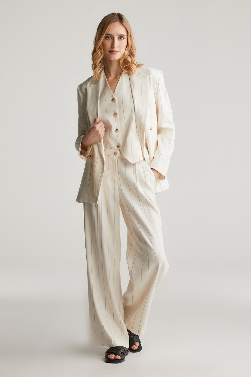 KALHOTY GANT PINSTRIPE LINEN PANT EGGSHELL