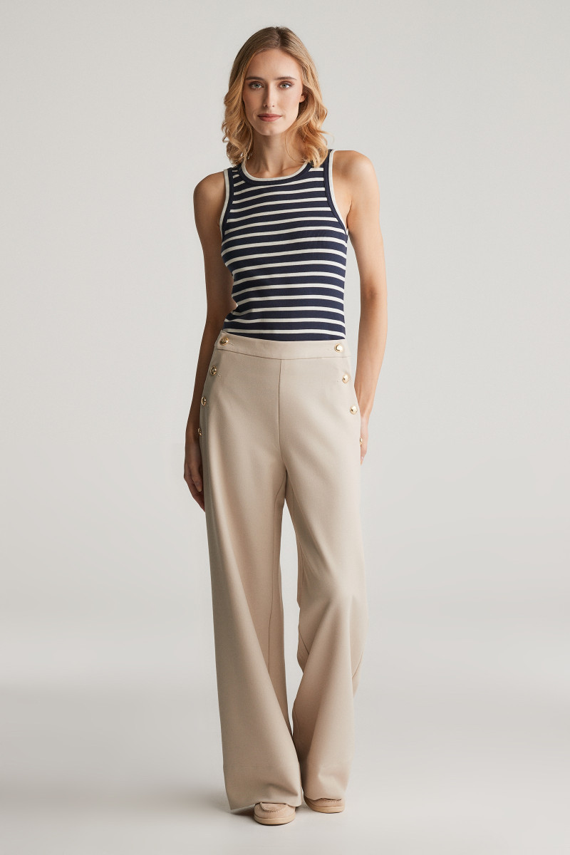 KALHOTY GANT BUTTON HIGH-RISE PANTS SOFT OAT