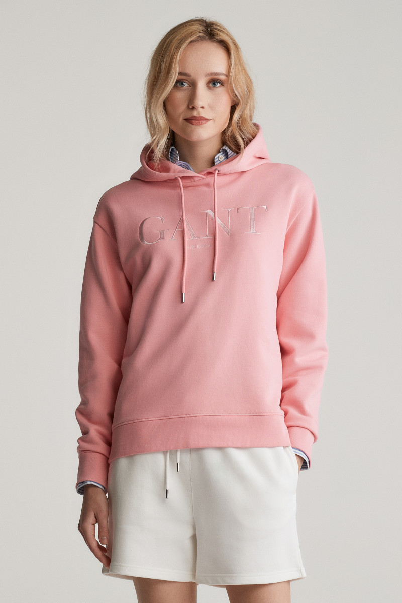 MIKINA GANT TONAL GRAPHIC HOODIE GERANIUM PINK