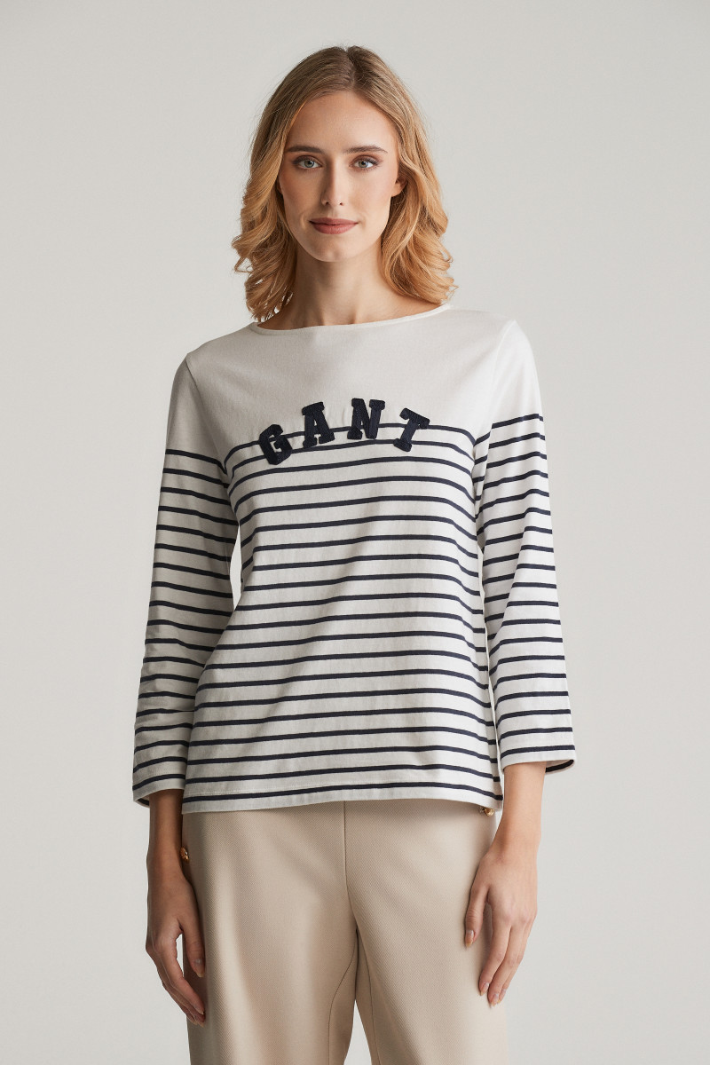 E-shop TRIČKO GANT REG BRETON BOAT NECK T-SHIRT EVENING BLUE