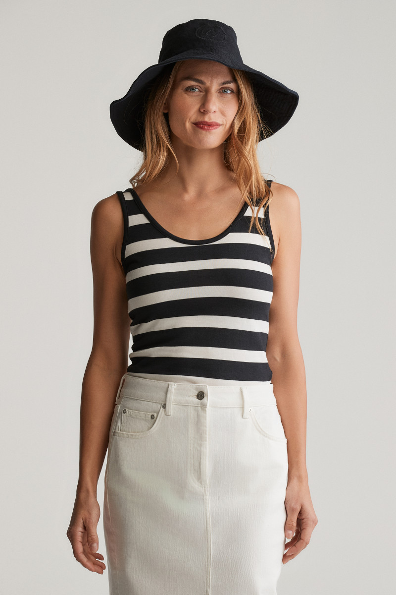 TRIČKO GANT STRIPED TANK TOP BLACK