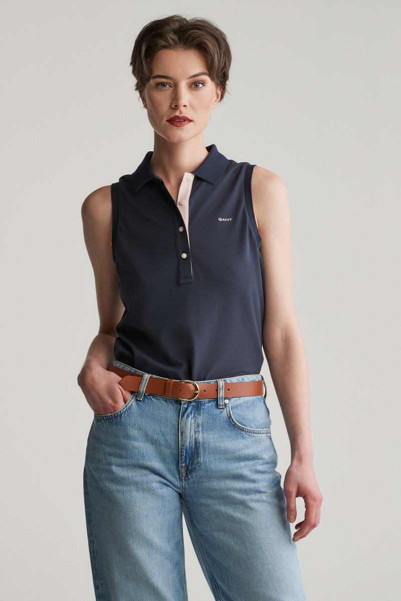 E-shop POLOKOŠILE GANT CONTRAST COLLAR SLEEVELESS PIQUE EVENING BLUE