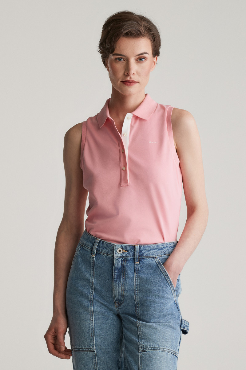 E-shop POLOKOŠILE GANT CONTRAST COLLAR SLEEVELESS PIQUE GERANIUM PINK