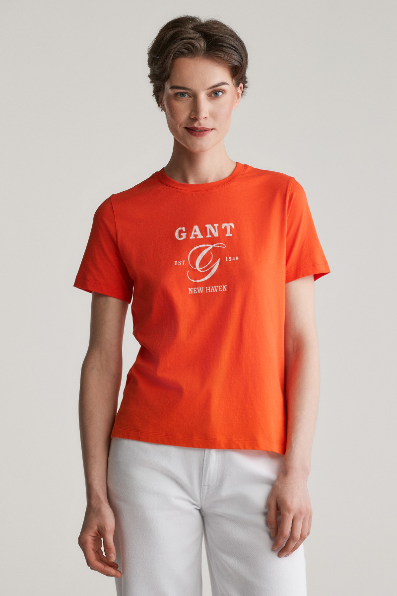 E-shop TRIČKO GANT REG GRAPHIC SS T-SHIRT ORANGE RED
