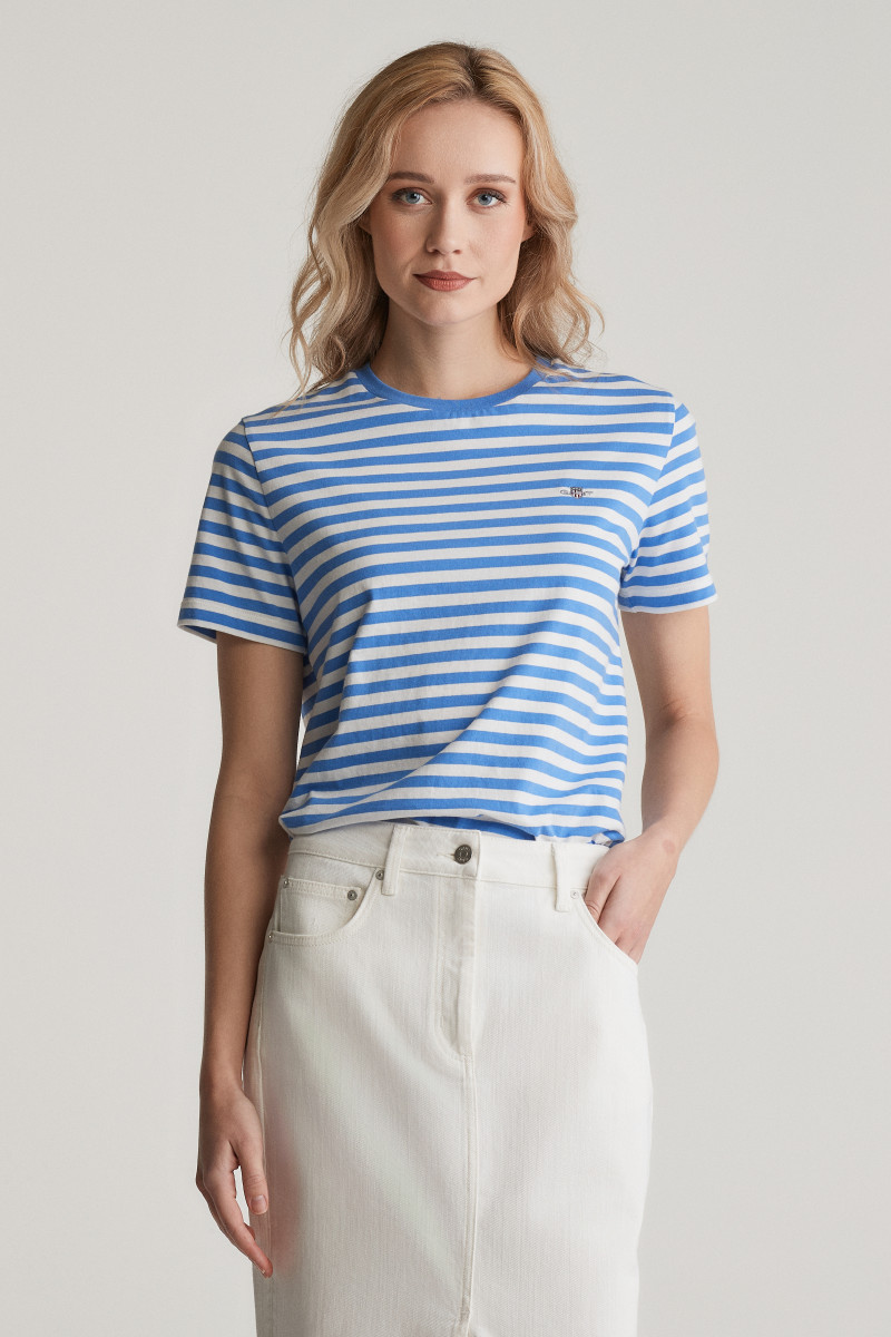 TRIČKO GANT REG STRIPED SHIELD SS T-SHIRT PERFECT BLUE