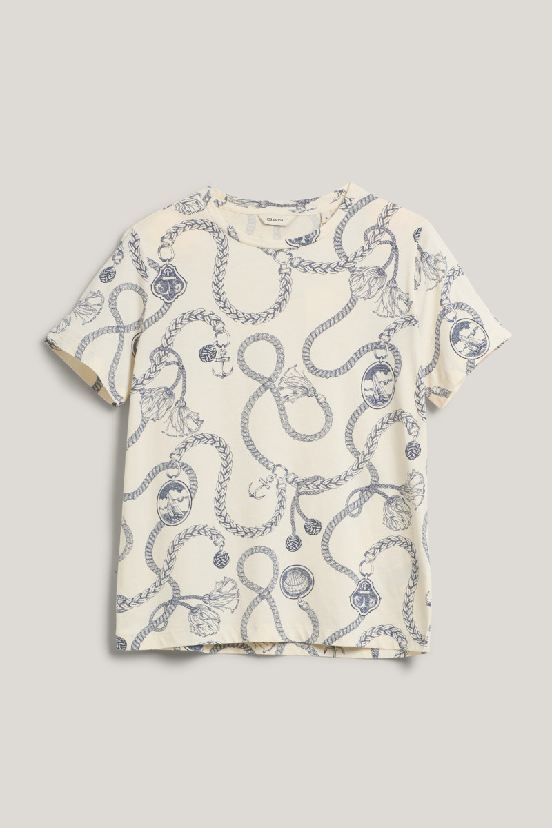 TRIČKO GANT REG SAILING PRINT SS T-SHIRT CREAM