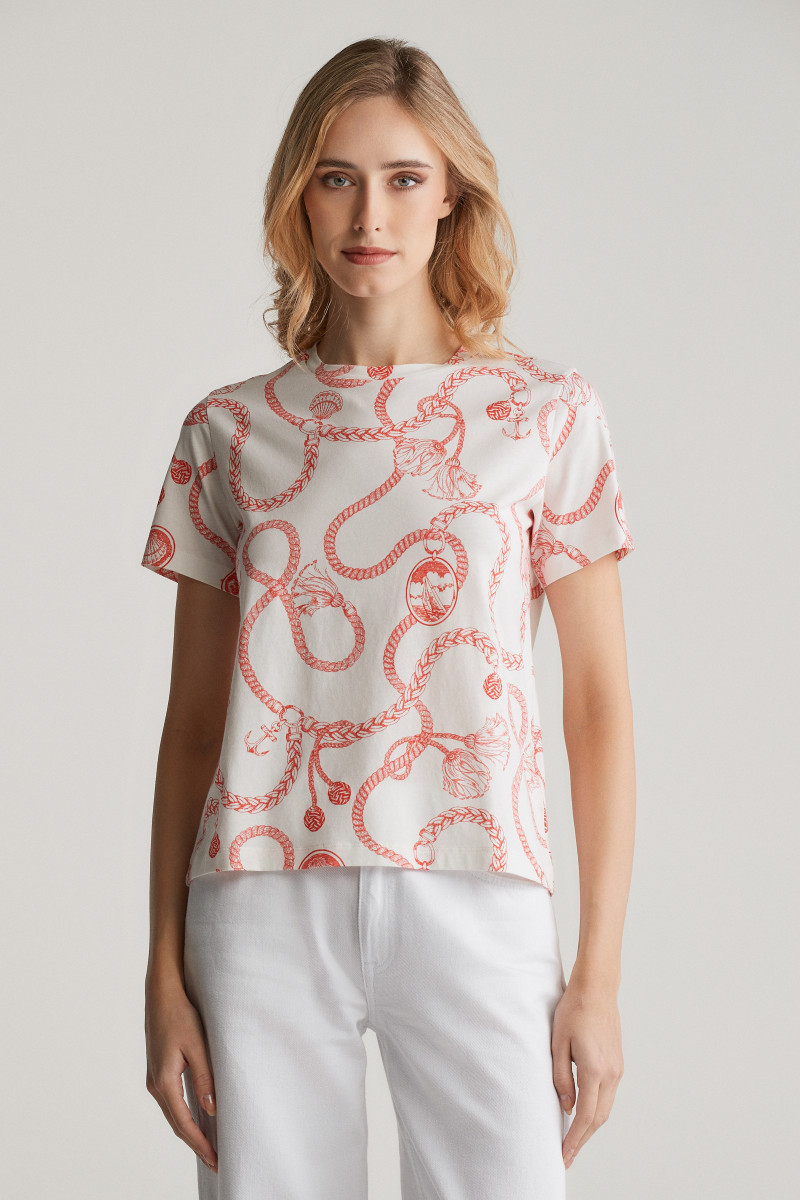 E-shop TRIČKO GANT REG SAILING PRINT SS T-SHIRT ORANGE RED