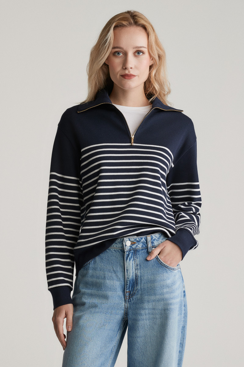 MIKINA GANT BRETON RIB HALF ZIP SWEAT EVENING BLUE